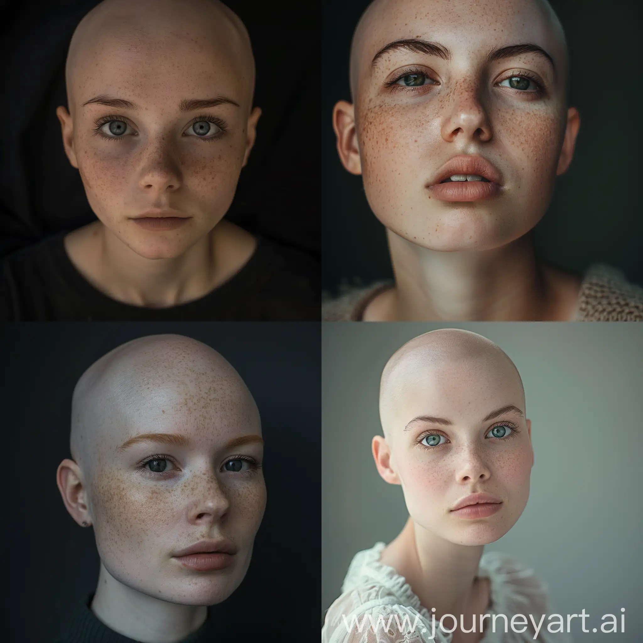 Portrait-of-Bald-Girl-with-Intense-Gaze