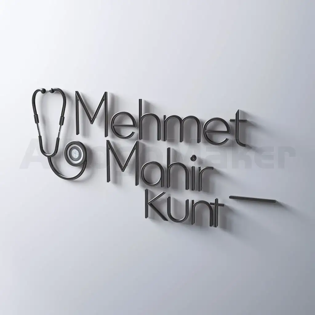 a logo design,with the text "Mehmet Mahir KUNT", main symbol:Stethoscope,Minimalistic,be used in Medical Dental industry,clear background