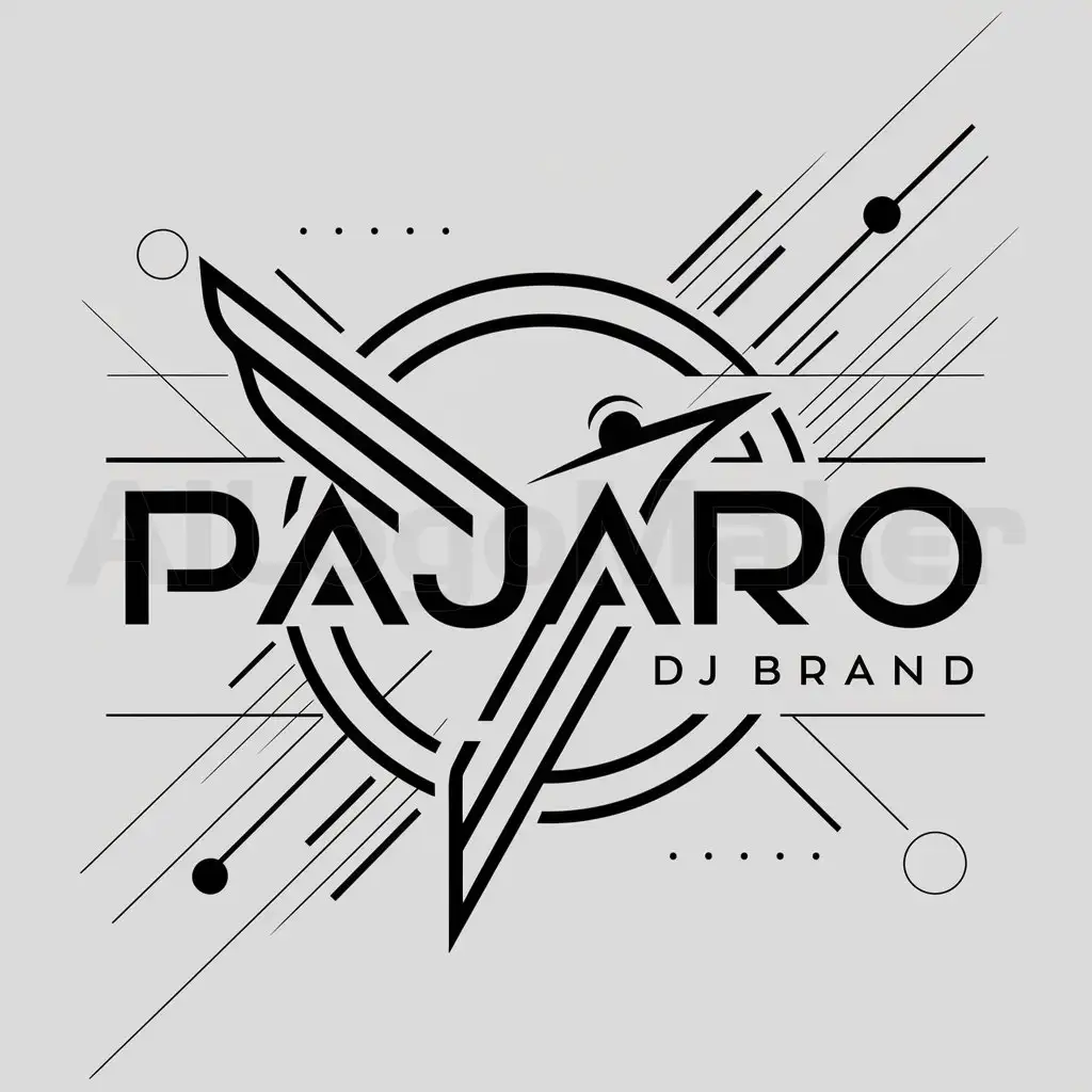 a logo design,with the text "Pajaro", main symbol:Logotipo with modern design lines circles to show brand as dj,Moderate,clear background