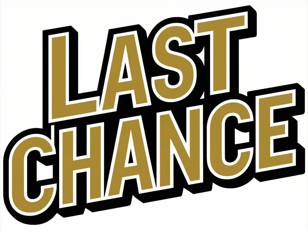 Last Chance Logo use gold white and blue colours