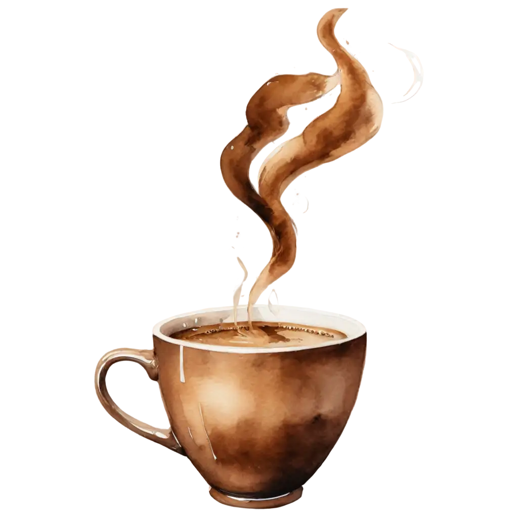 Watercolor-Coffee-with-Smoke-PNG-Image-Perfect-for-Creative-Projects