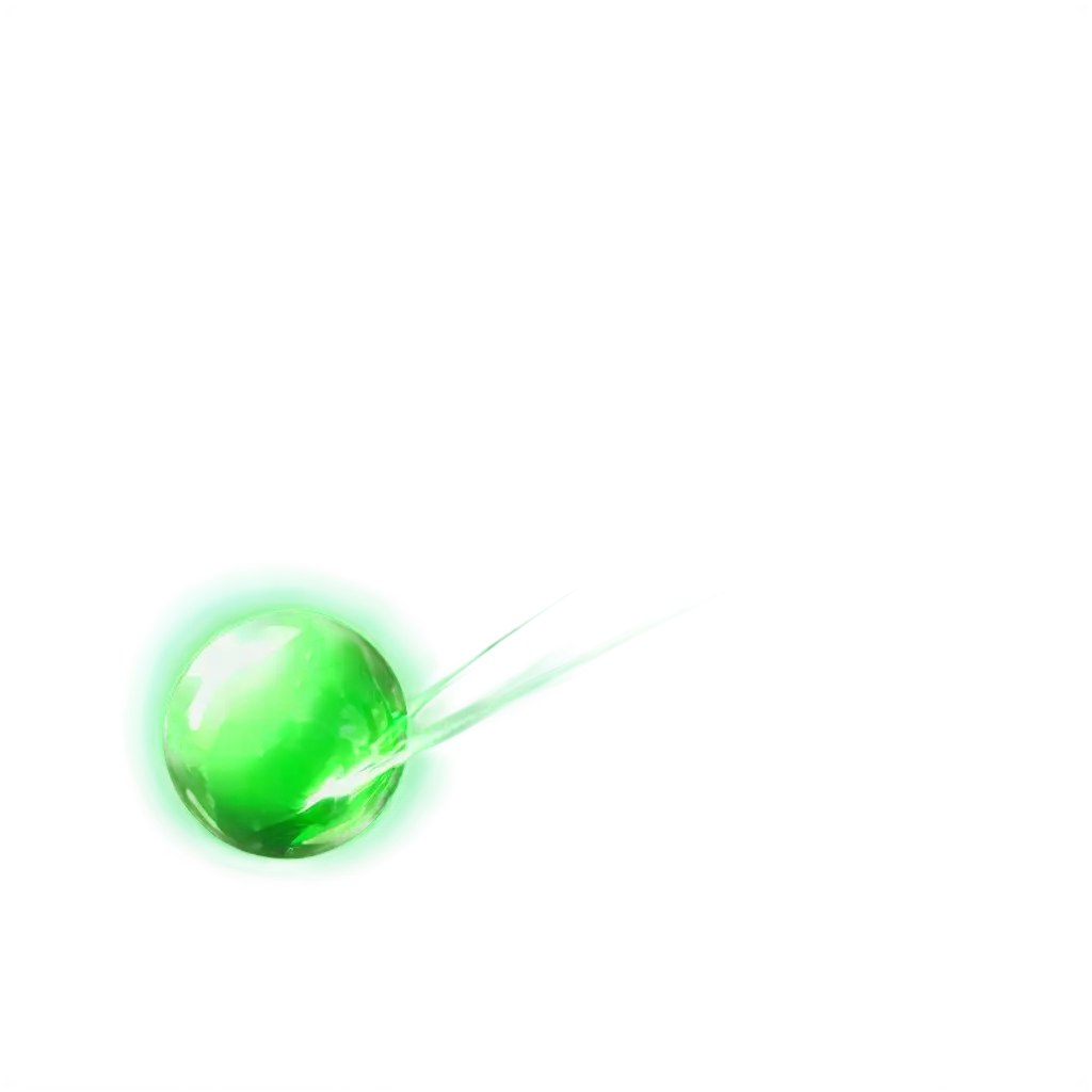 зелёная стеклянная сфера летит как комета зелёный след от огня В МУЛЬТЯШНОМ СТИЛЕ