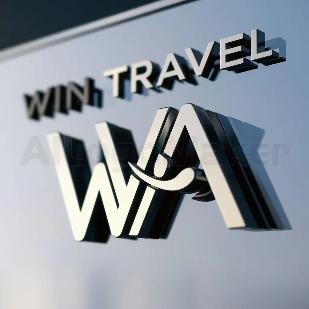 a logo design,with the text "win travel", main symbol:WA,complex,clear background