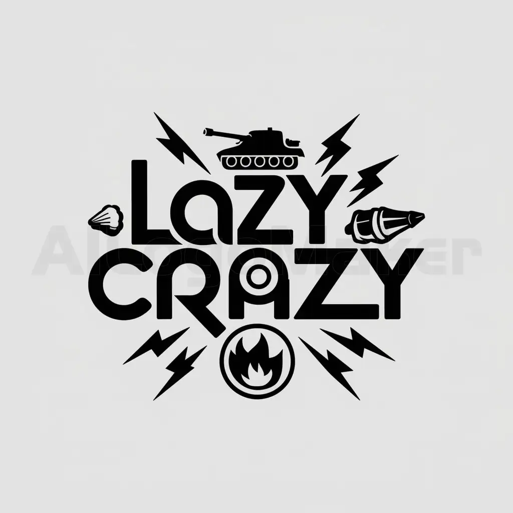 a logo design,with the text "Lazy_Crazy", main symbol:Tanks, lightning, shell, circle of fire,Moderate,be used in Internet industry,clear background