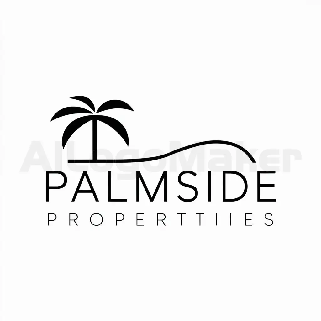 a logo design,with the text "Palmside propertis", main symbol:palme, ibizastyle,Minimalistic,clear background
