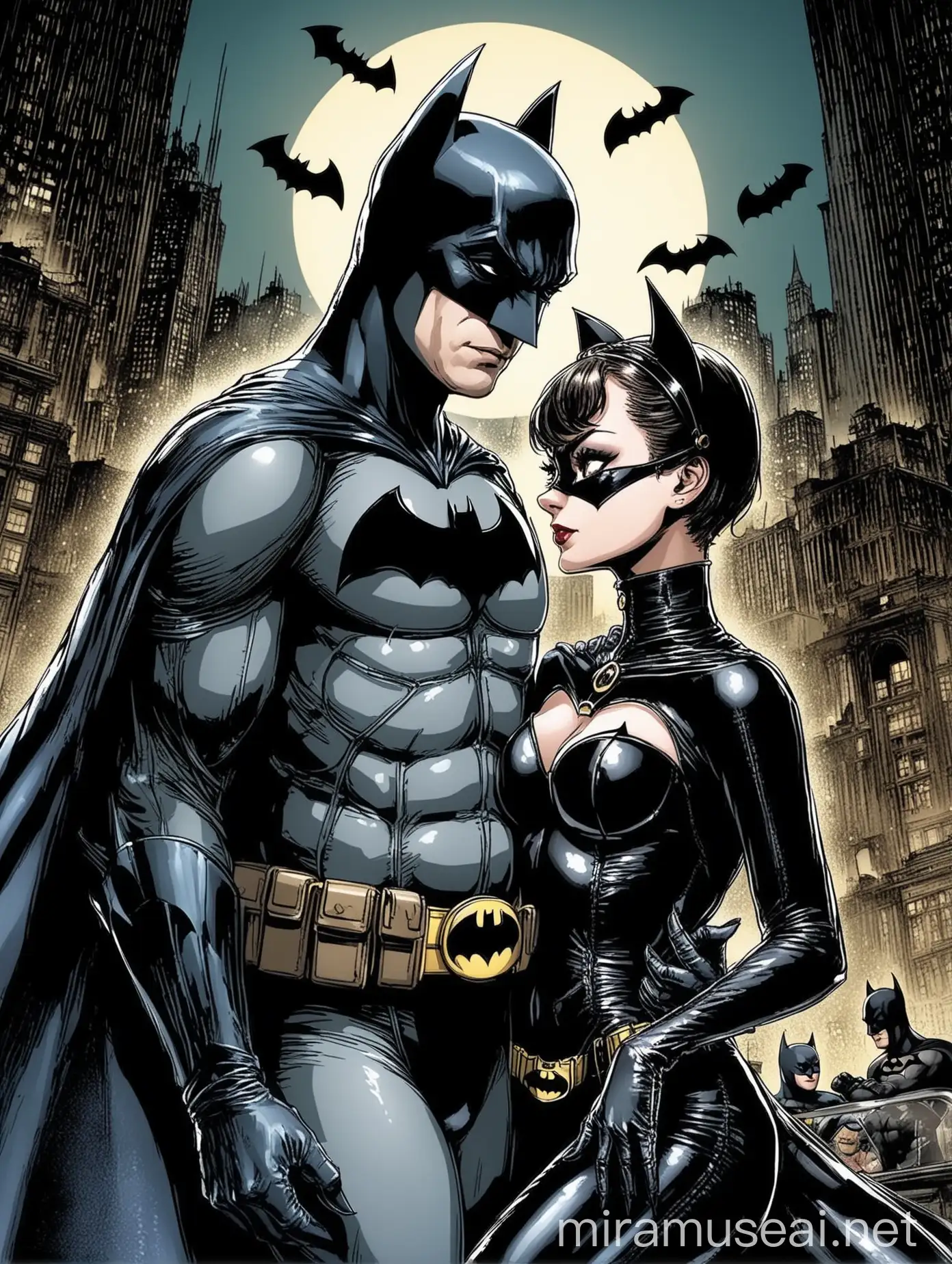 Batman and Catwoman Gotham Rooftop Showdown