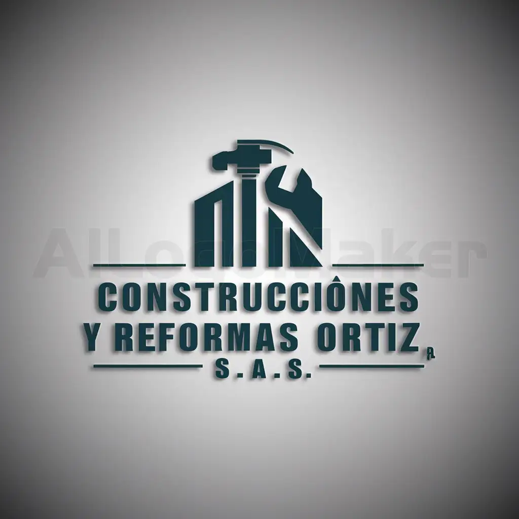 a logo design,with the text "Construcciones y Reformas Ortiz S.A.S", main symbol:construcciones, herramientas, EDIFICIOS,Moderate,clear background