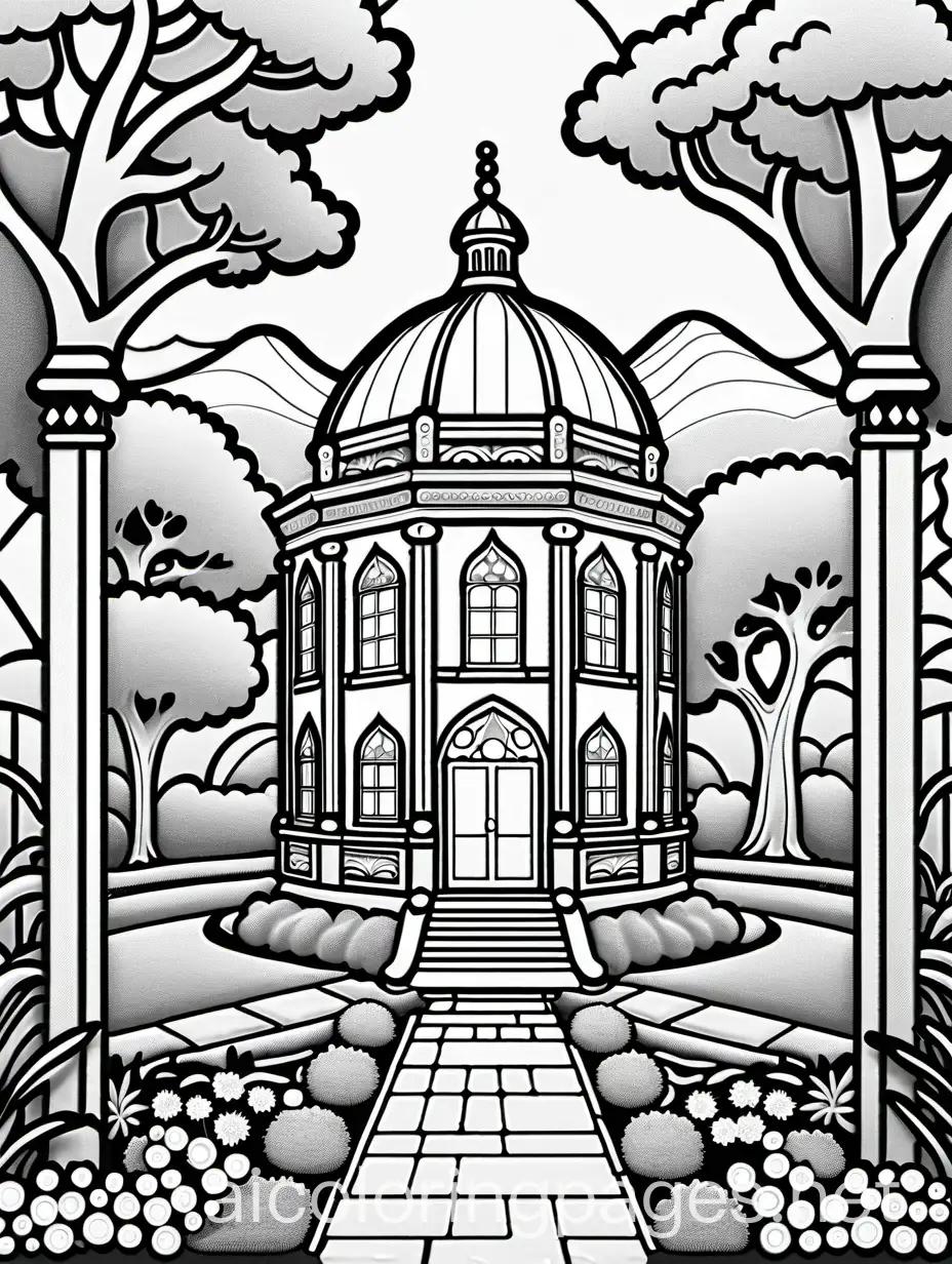 Octagonal-Stained-Glass-Building-Coloring-Page