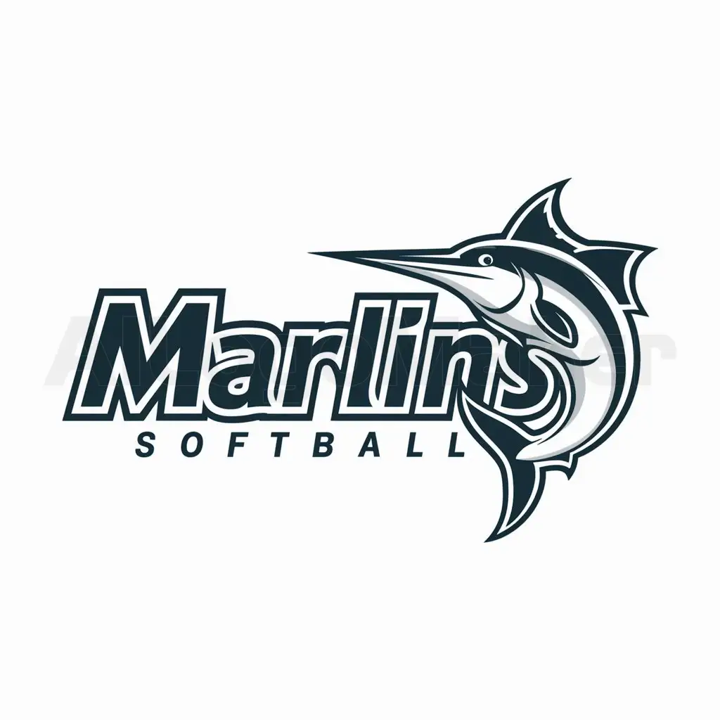 a logo design,with the text "MARLINS", main symbol:marlin softball,Moderate,be used in Sports Fitness industry,clear background