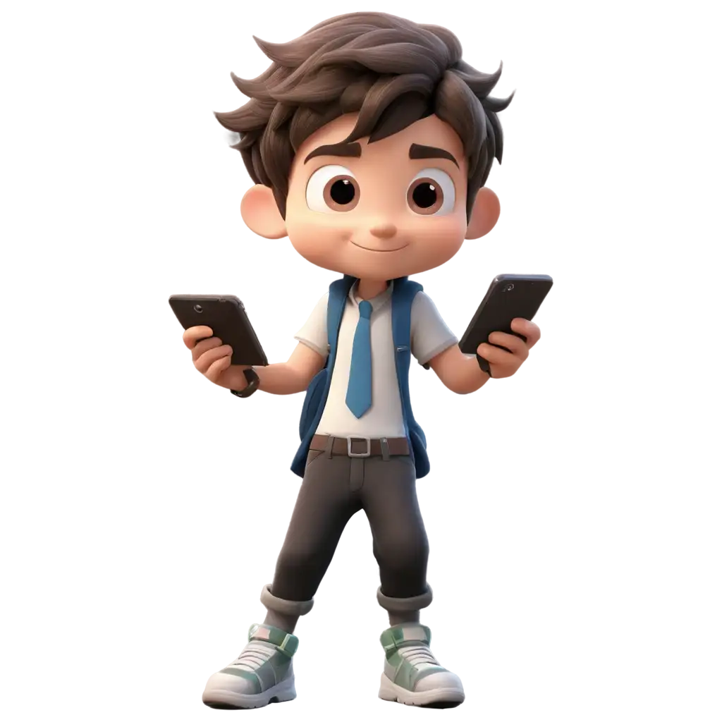 Cartoon-Boy-Playing-Mobile-Game-HighQuality-PNG-Image-for-Immersive-Digital-Experience