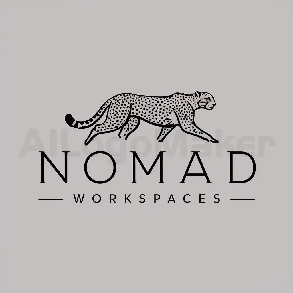 a logo design,with the text "Nomad Workspaces", main symbol:cheetah,Moderate,clear background