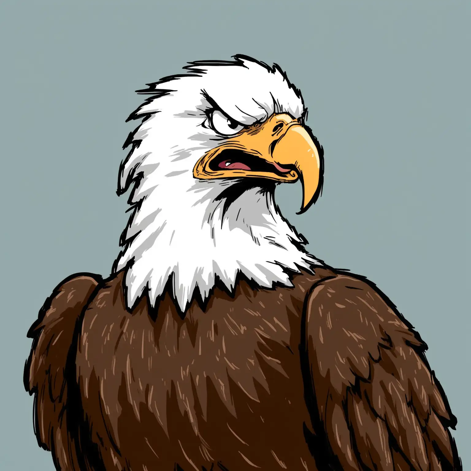 Cartoon American Eagle with Disgusted Expression