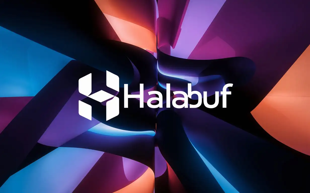 лого HALABUF на фоне абстракции 4к