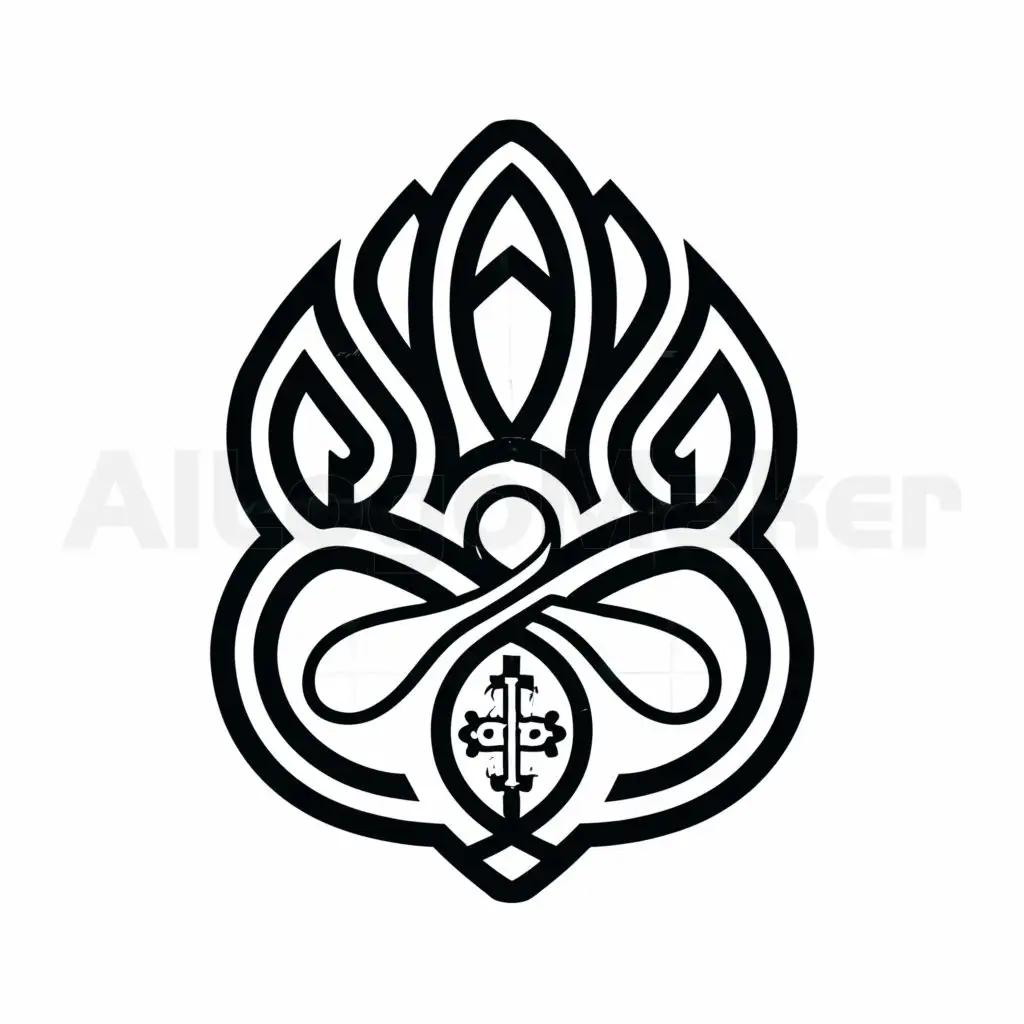 a logo design,with the text "PAW", main symbol:dog paw, christian cross, chrome hearts style, no text, black and white,complex,be used in Retail industry,clear background