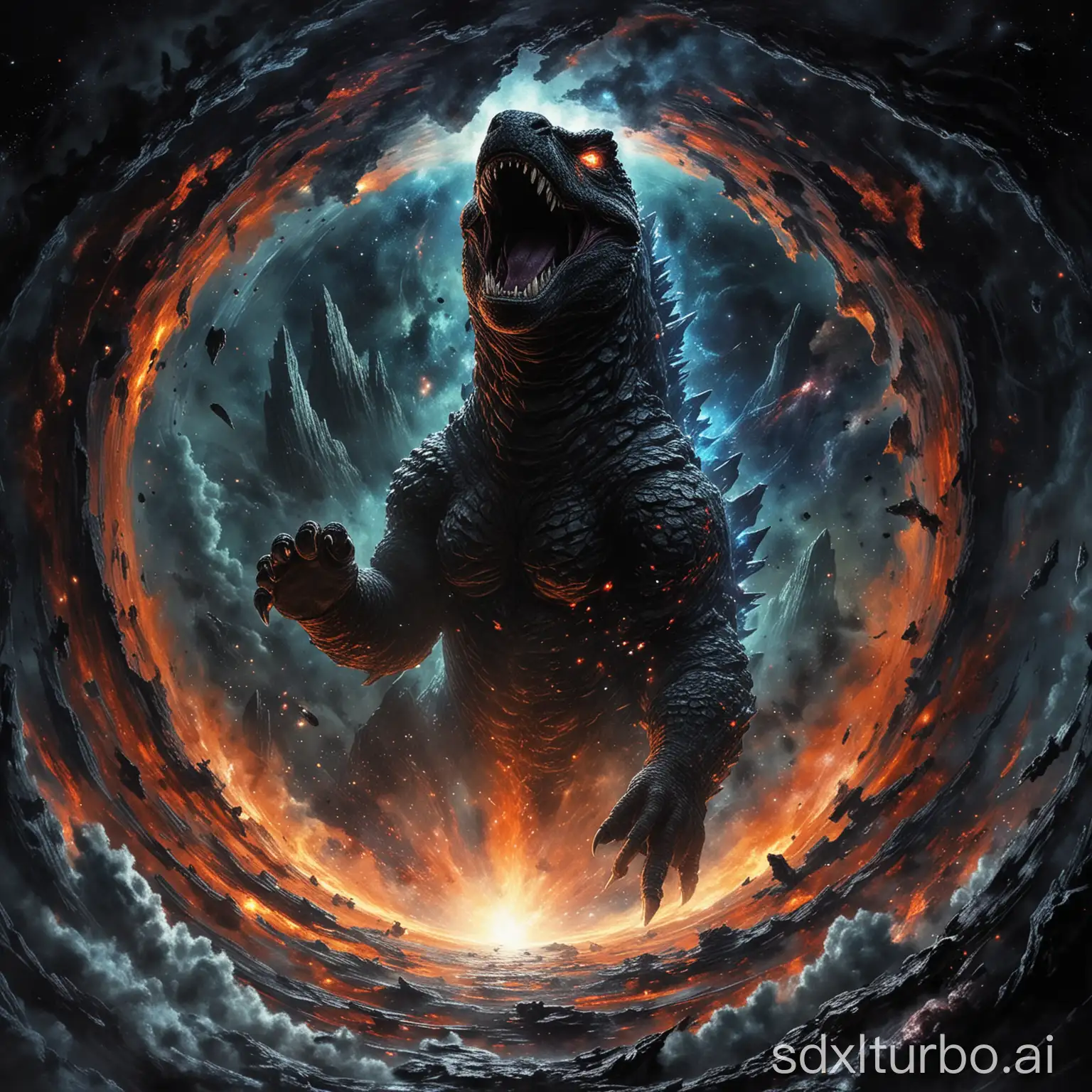 Cosmic-Encounter-Godzilla-in-a-Black-Hole-Surrounded-by-Galaxies