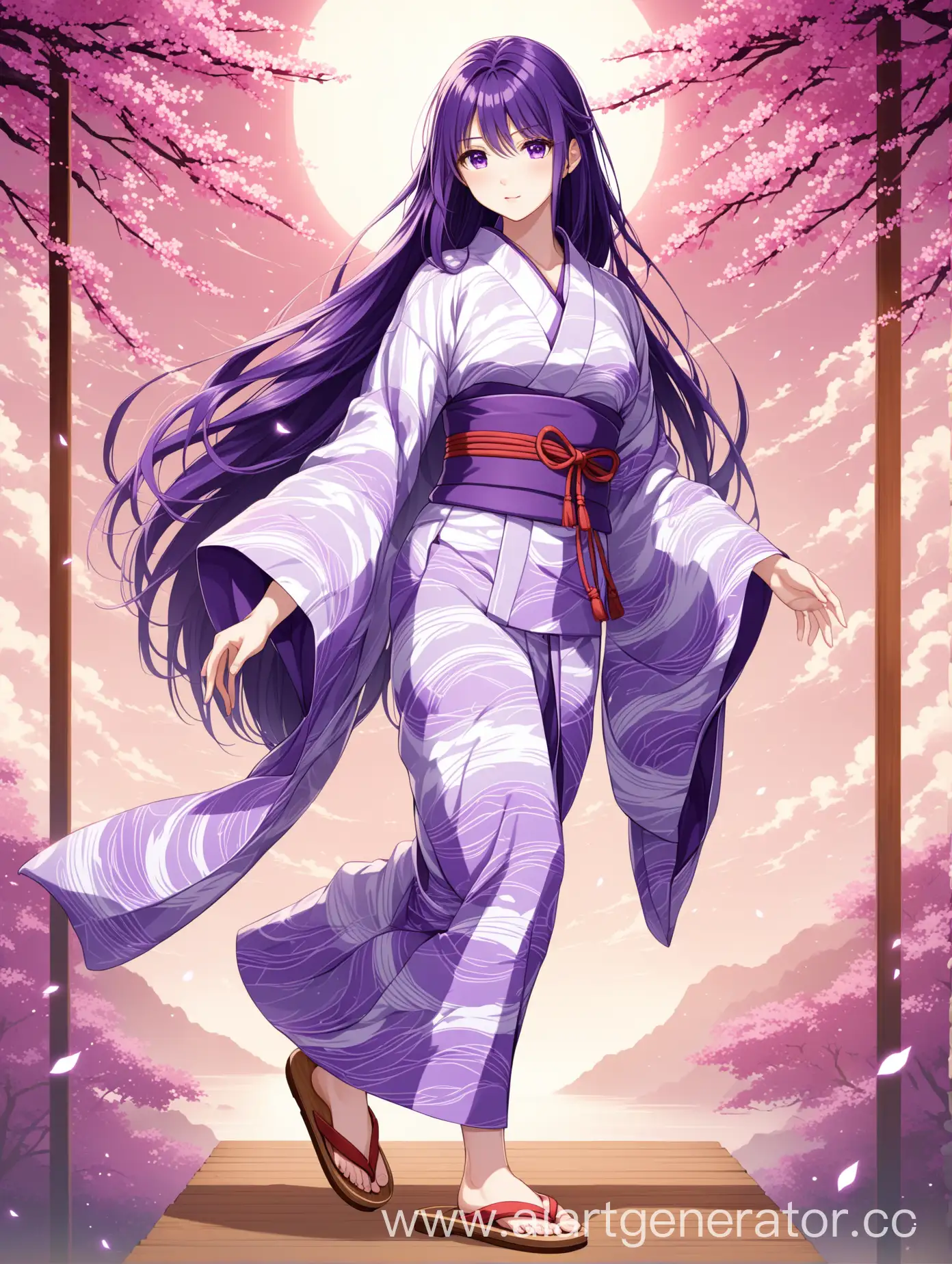 Raiden-Makoto-Japanese-Kimono-Girl-with-Thunder-Patterns