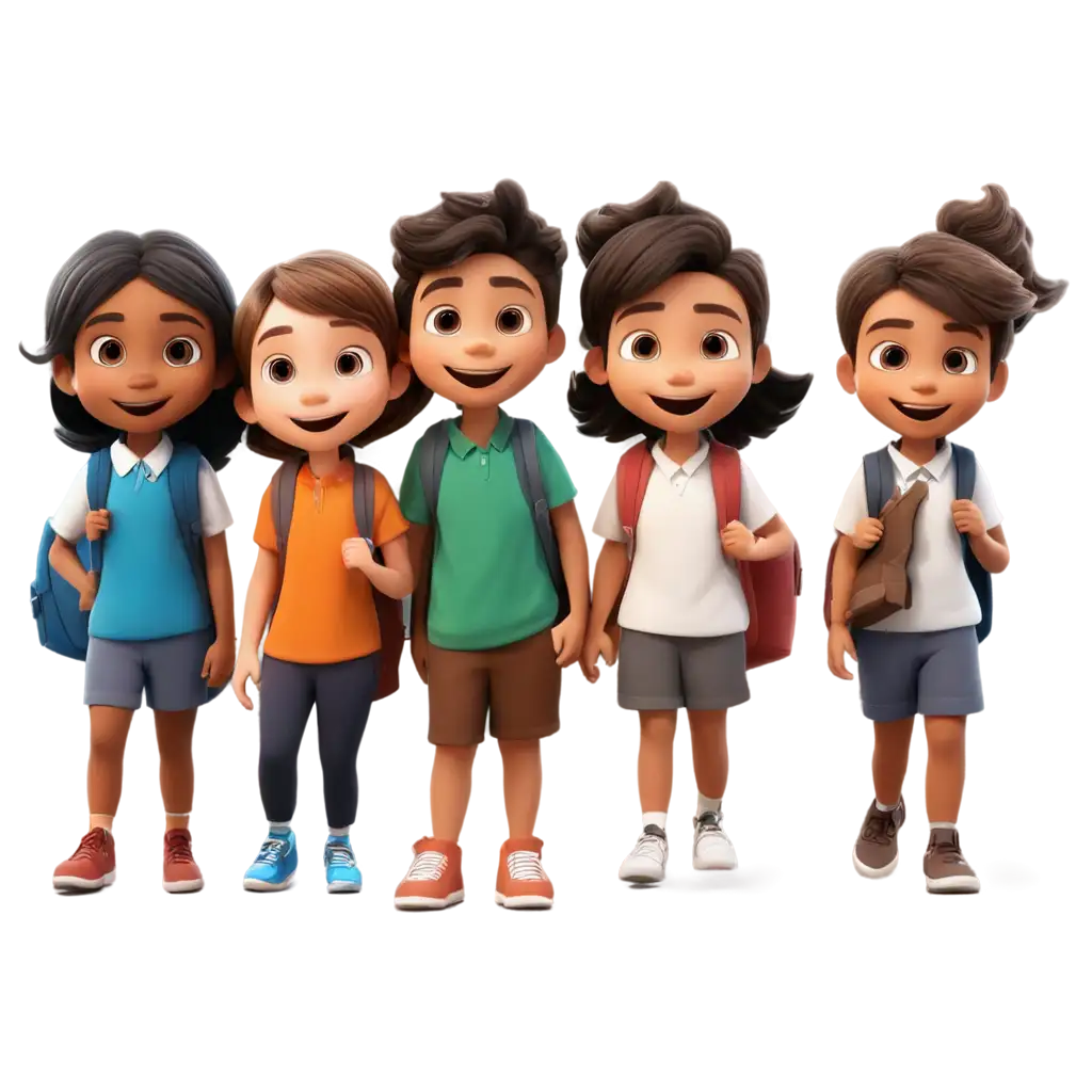 cute cartoon kids at school