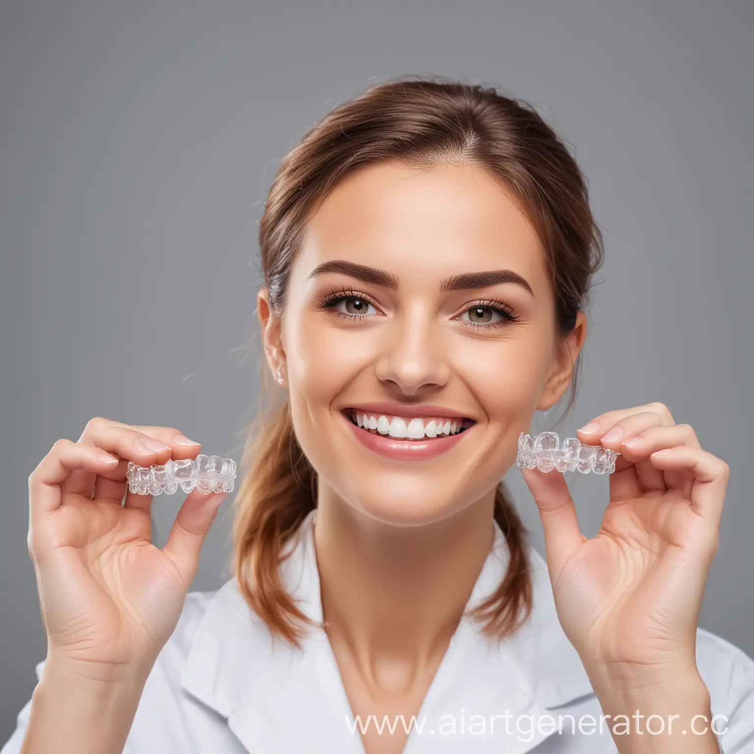 Joyful-Dentist-Holding-Aligners-with-a-Smile