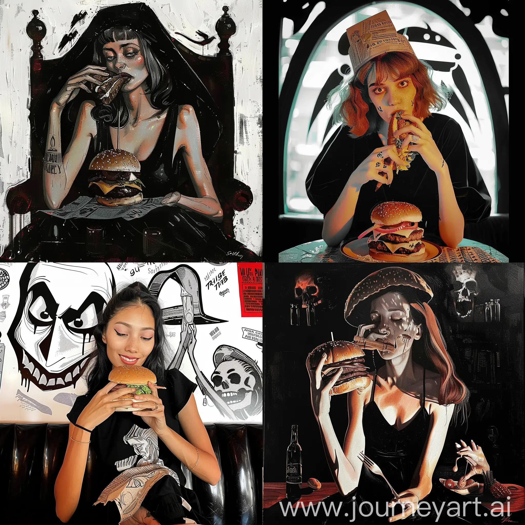 Woman-Enjoying-Burger-Meal