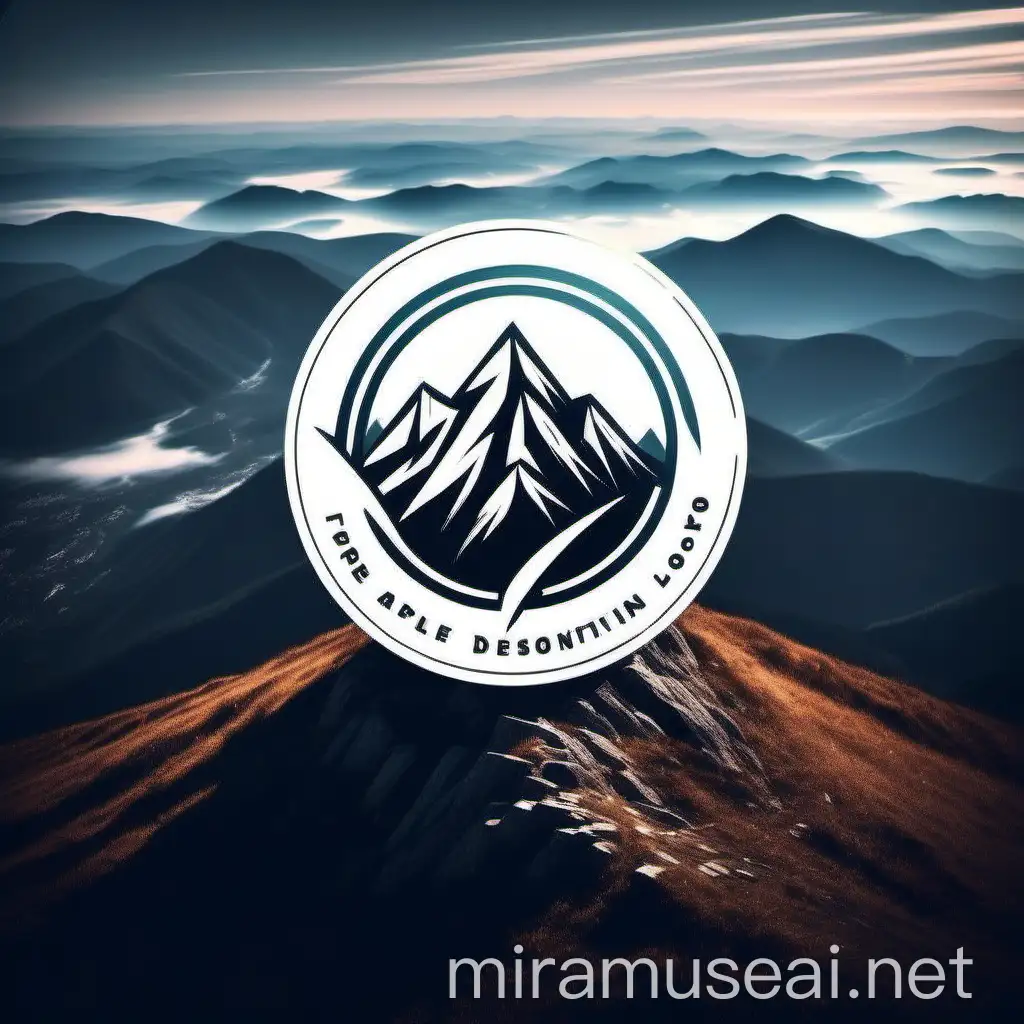 Mountain Top Logo Design with Earth View