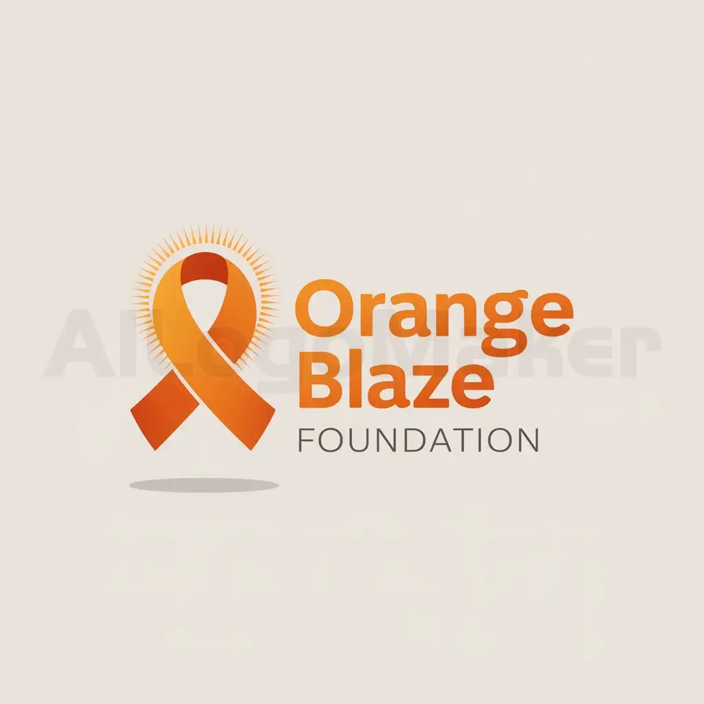 a logo design,with the text "Orange Blaze Foundation", main symbol:orange cancer ribbon lighten up,Minimalistic,clear background