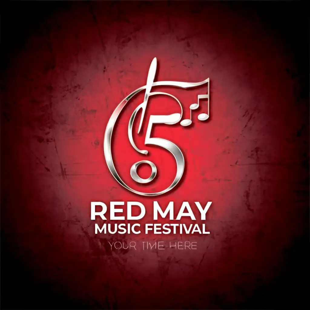 LOGO-Design-For-Red-May-Music-Festival-Vibrant-Red-with-Treble-Clef-and-Numerical-5