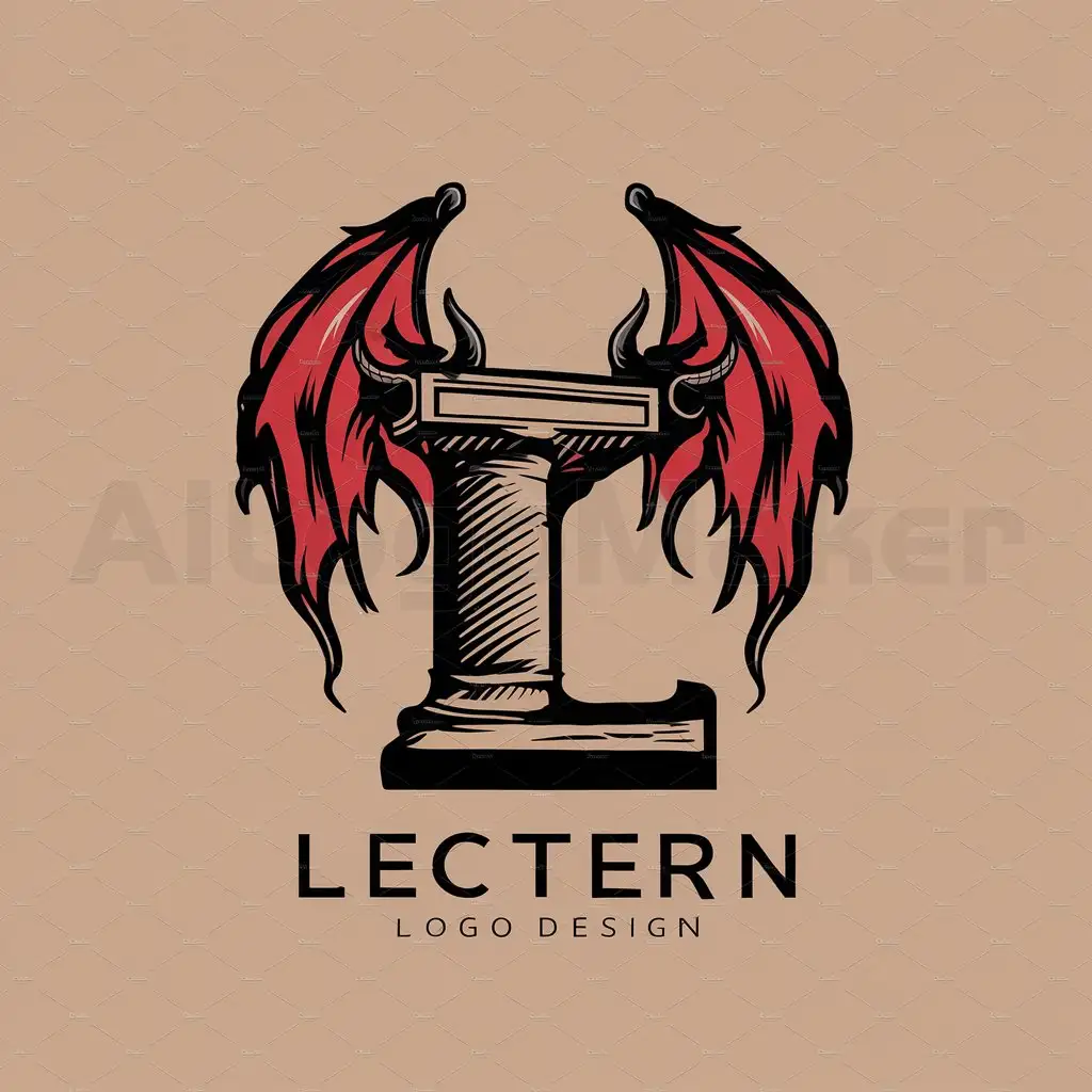 a logo design,with the text "L", main symbol:L lecter with demon wings and demon red eyes,Moderate,clear background