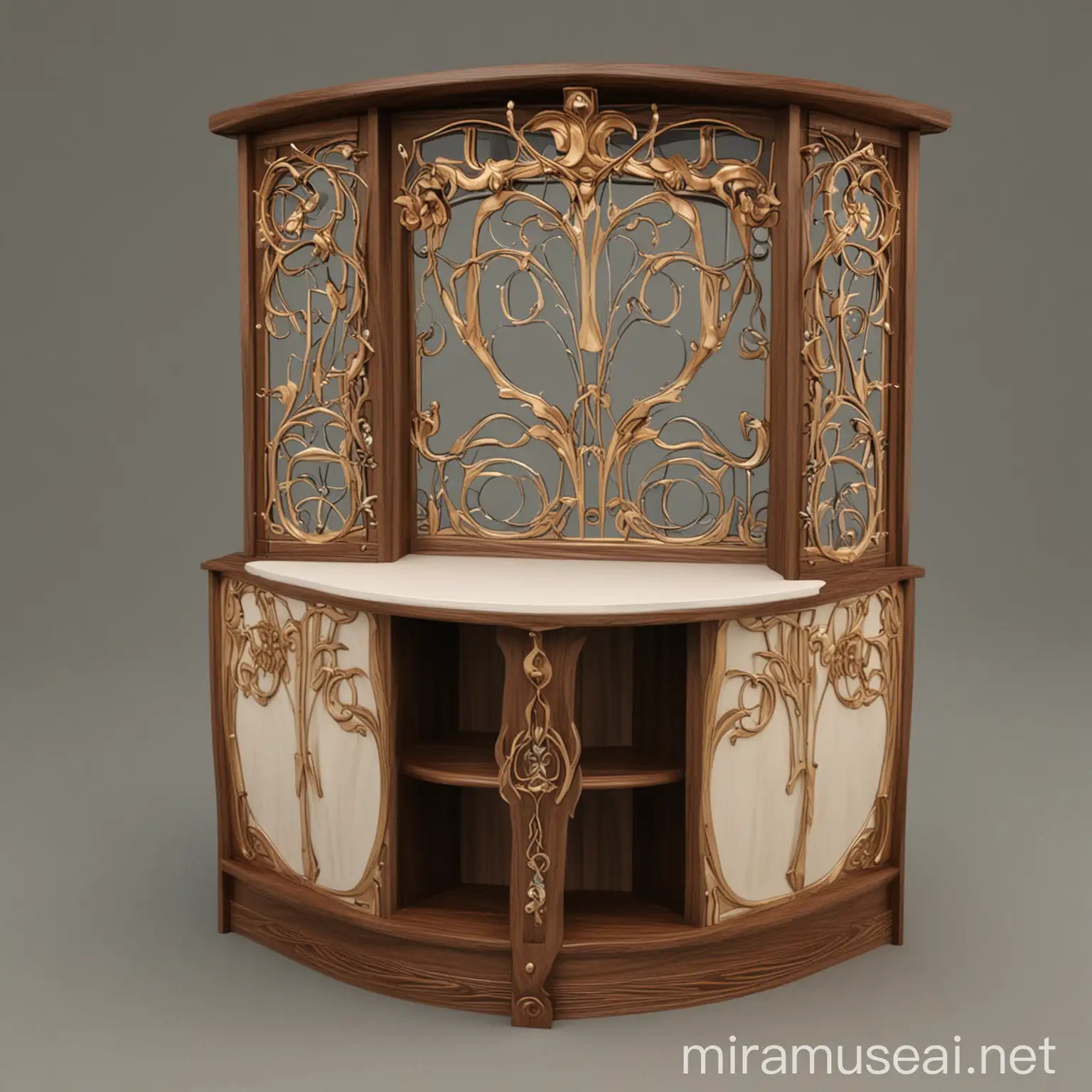 Design of a coffee corner unit inspired by the Art Nouveau style 