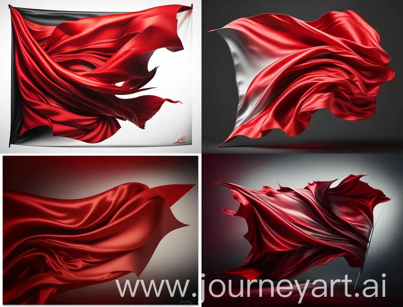 Fluttering-Red-Satin-Fabric-Flag-in-the-Wind