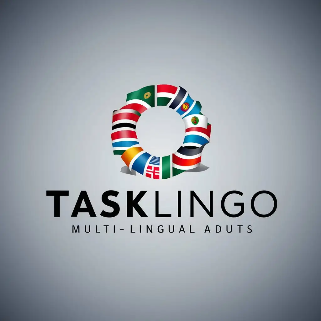 a logo design,with the text "Tasklingo", main symbol:The logo must appeal to multi-lingual (multi-cultural) adults in its design and color scheme. Must be white background,Moderate,clear background