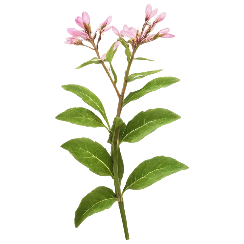 Vibrant-PNG-Image-of-Pink-Flowers-with-Large-Green-Leafy-Cross-Branch