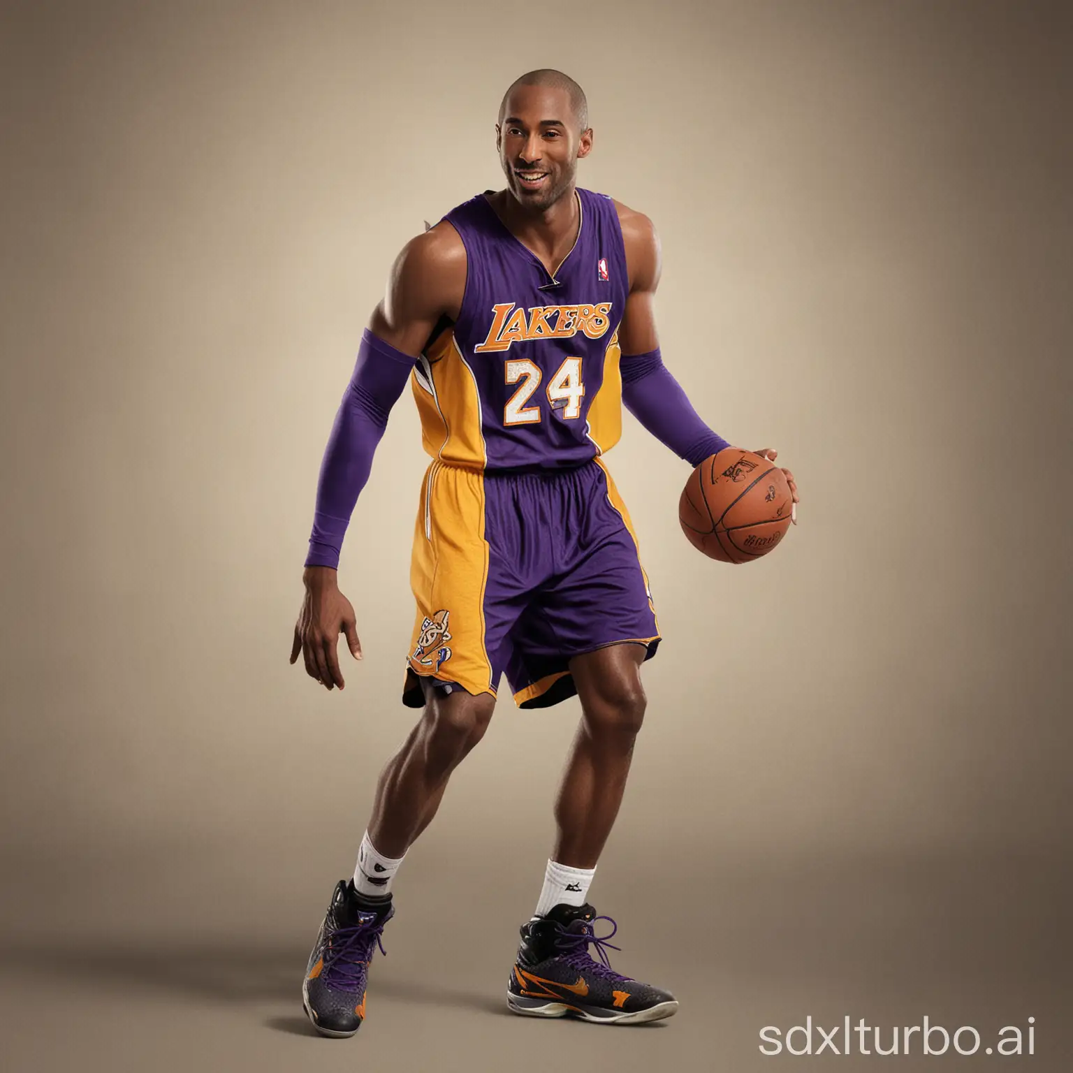Basketball-Legend-Kobe-Bryant-Dribbling-in-Stadium-Spotlight