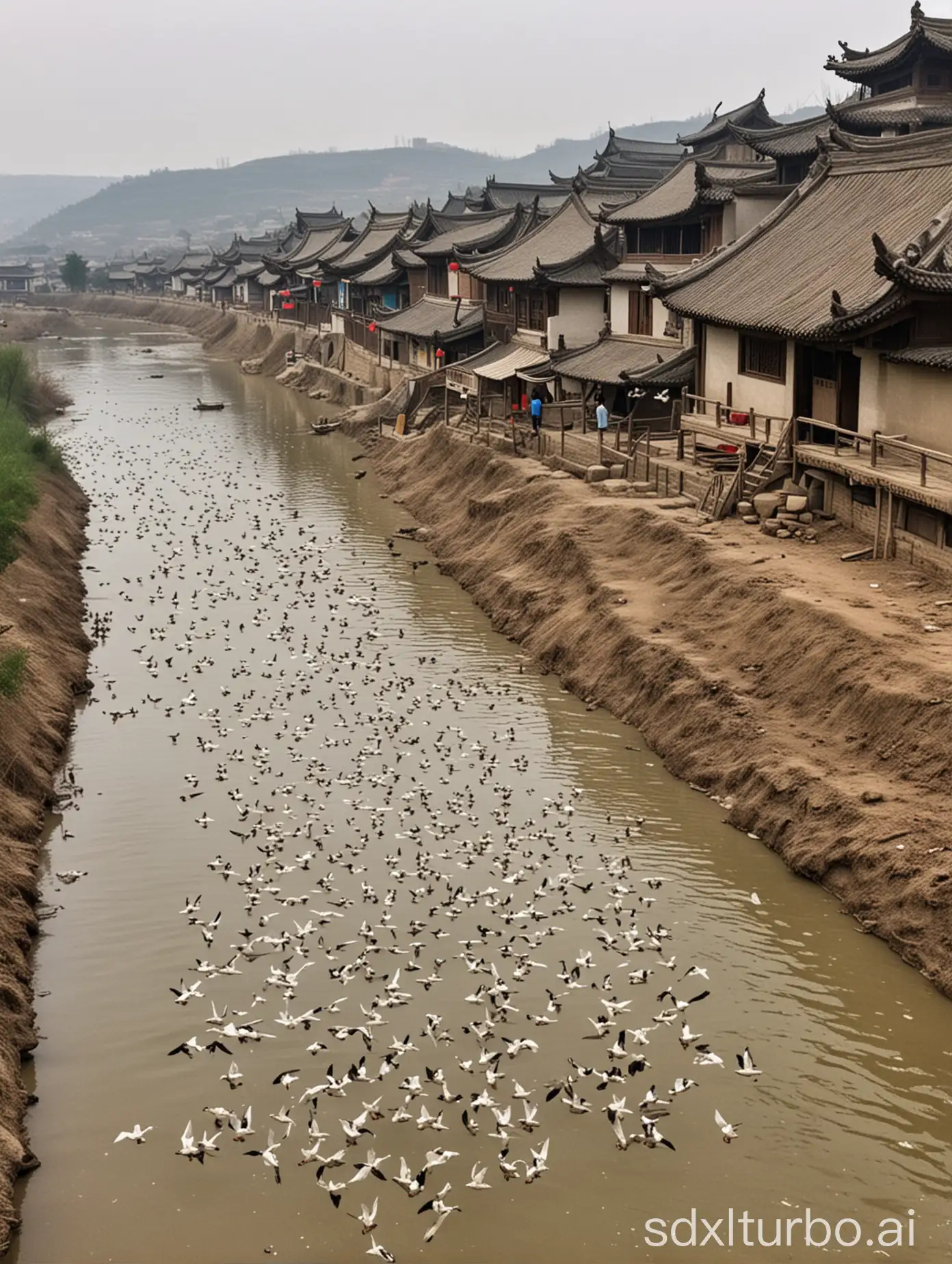 Returning-Geese-Near-Luoyangs-Border-Tranquil-Scene-of-Flocks-in-Flight