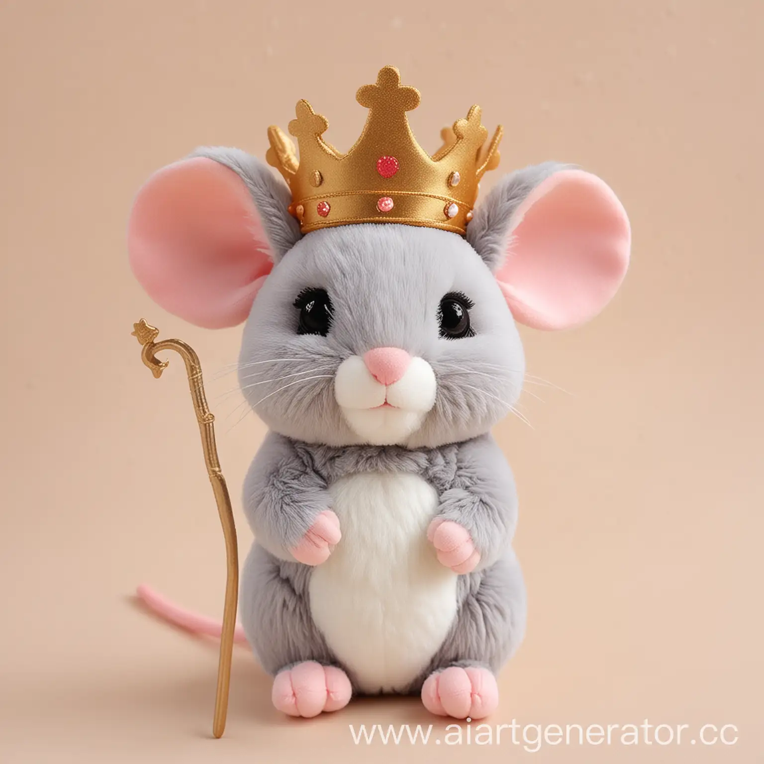 Cute mouse with crown and magic wand plush toy