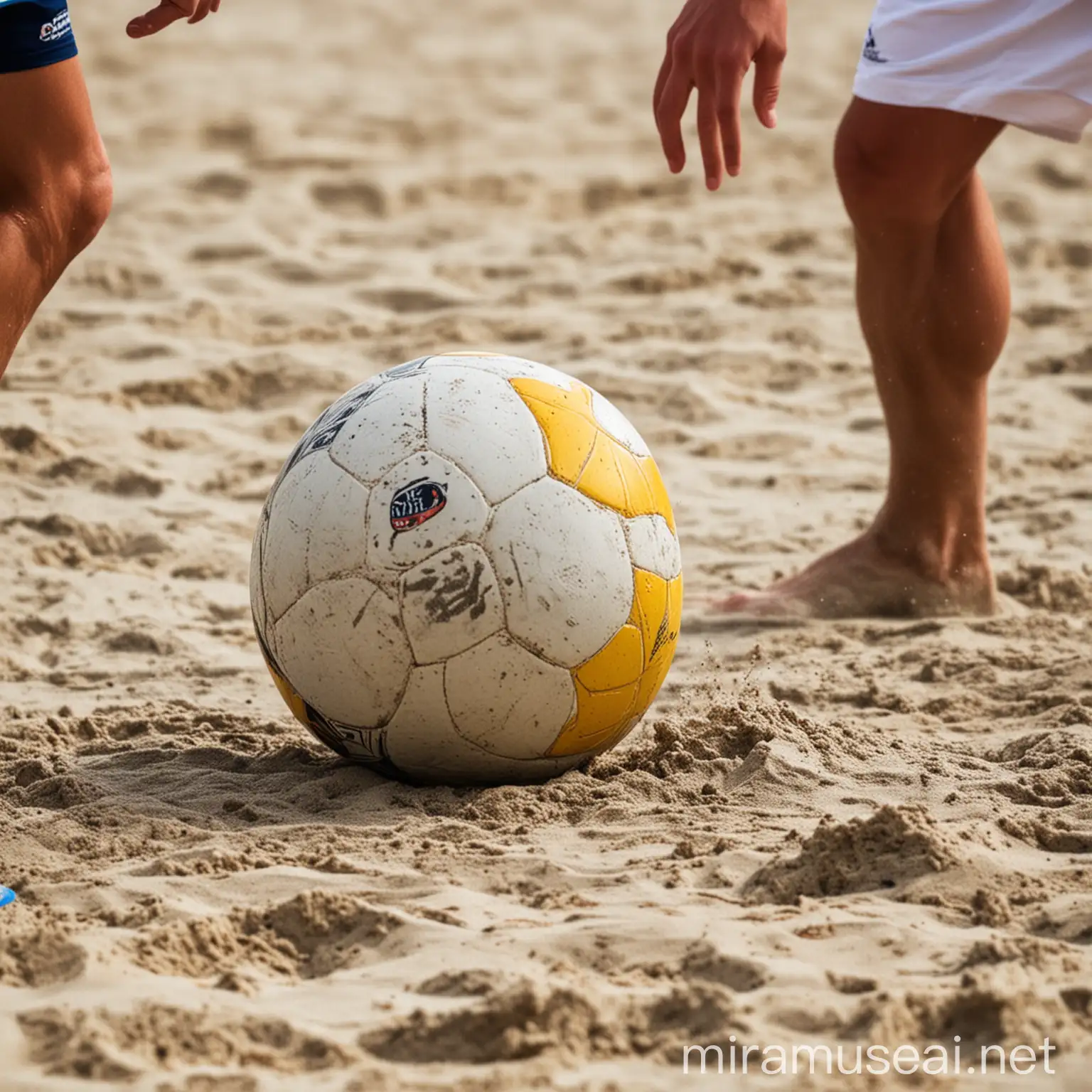 CloseUp Beach Soccer Players in Action