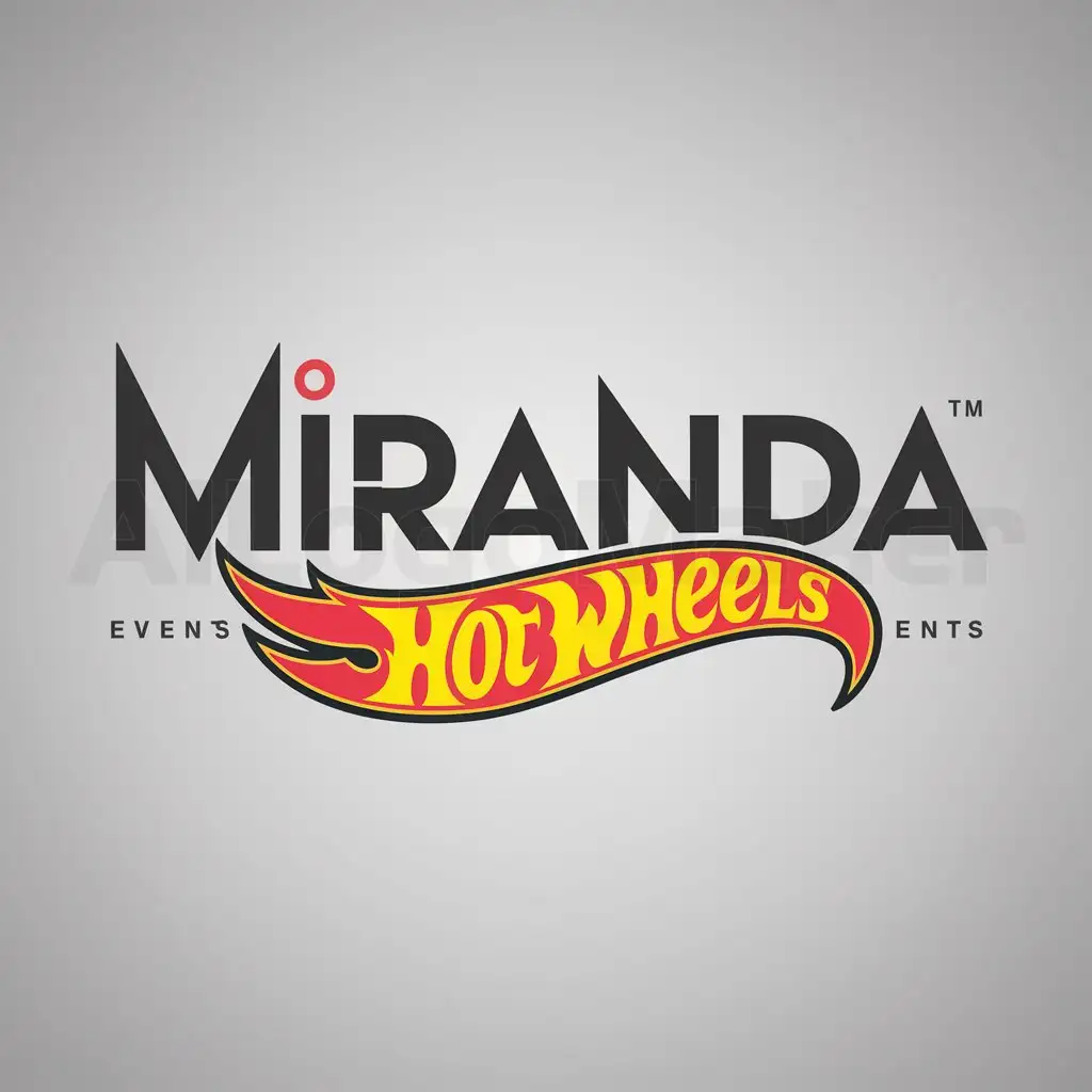 a logo design,with the text "Miranda", main symbol:Hot Wheels logo,Moderate,be used in Events industry,clear background