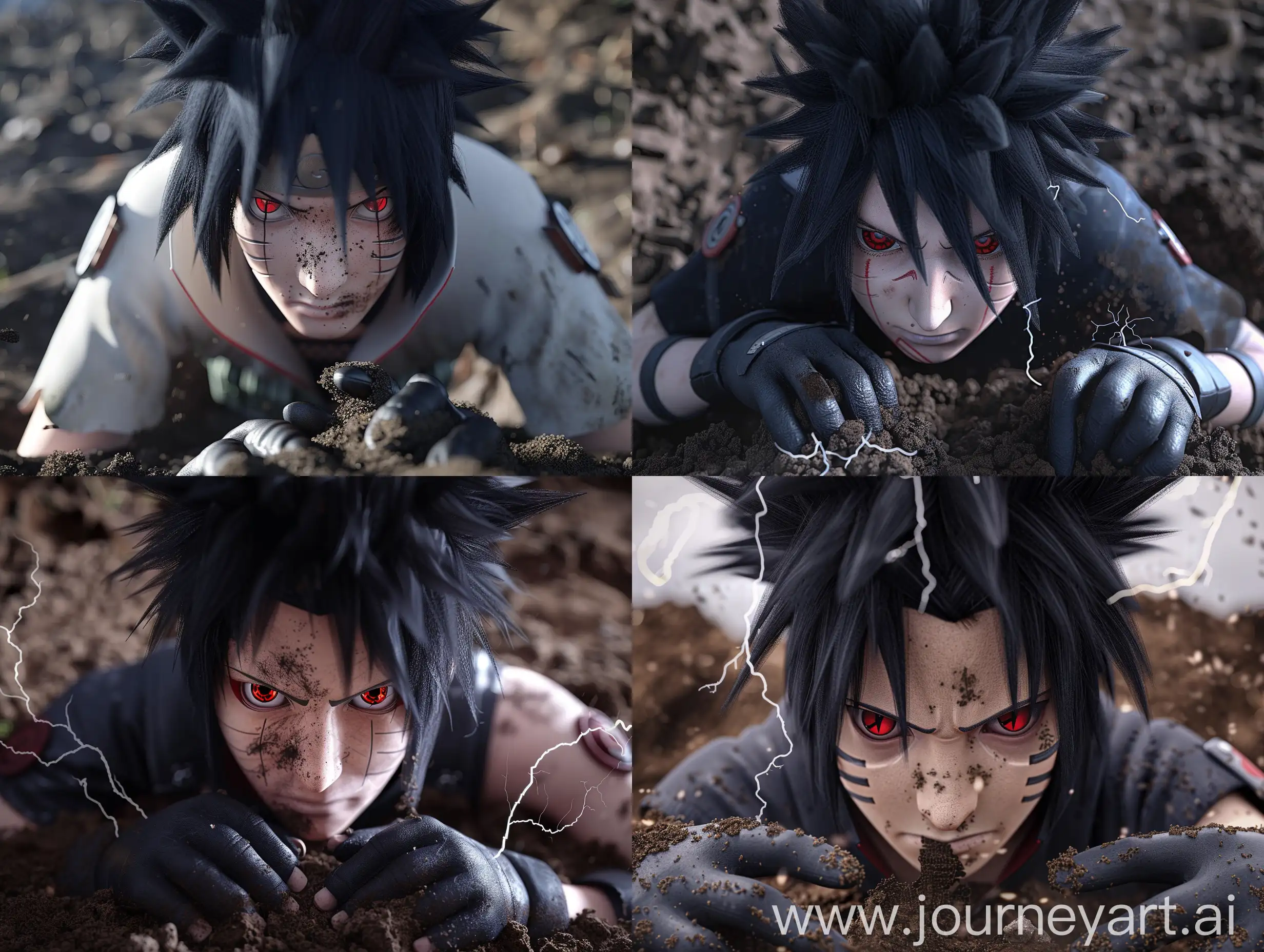 Uchiha-Sasuke-Red-Eyes-Soil-Electrokinesis-Realistic-Portrait