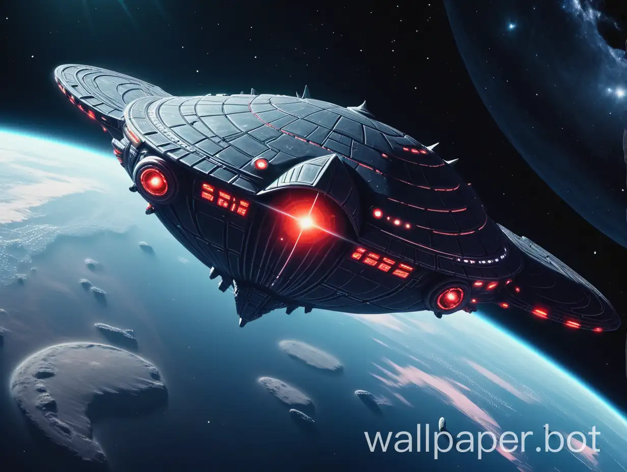 гигантский космический корабль в виде моли летит в космосе, жанр научная фантастика, вид с расстояния