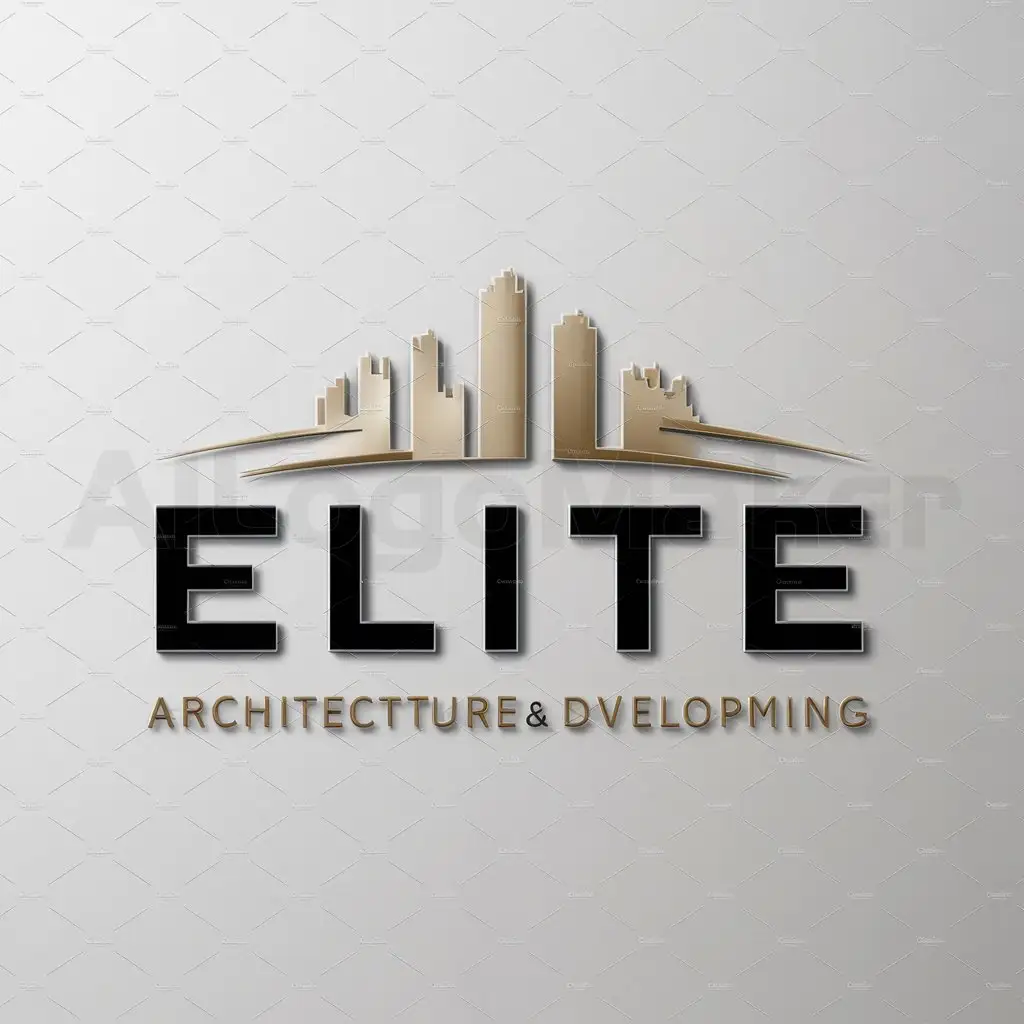 a logo design,with the text "ELITE", main symbol:The main symbol of the logo could be a sleek and modern city skyline silhouette, highlighted with golden accents to signify elegance and prestige. This symbolizes the urban focus of the company while also conveying a sense of luxury and sophistication.,Moderate,be used in Architecture x engineering industry,clear background