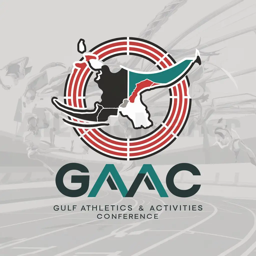 a logo design,with the text "Gulf Athletics & Activities Conference", main symbol:GAAC- Make a logo that symbolises the Arabian Gulf with schools from Kuwait, Qatar, Saudi Arabia, UAE, Bahrain,Moderate,clear background