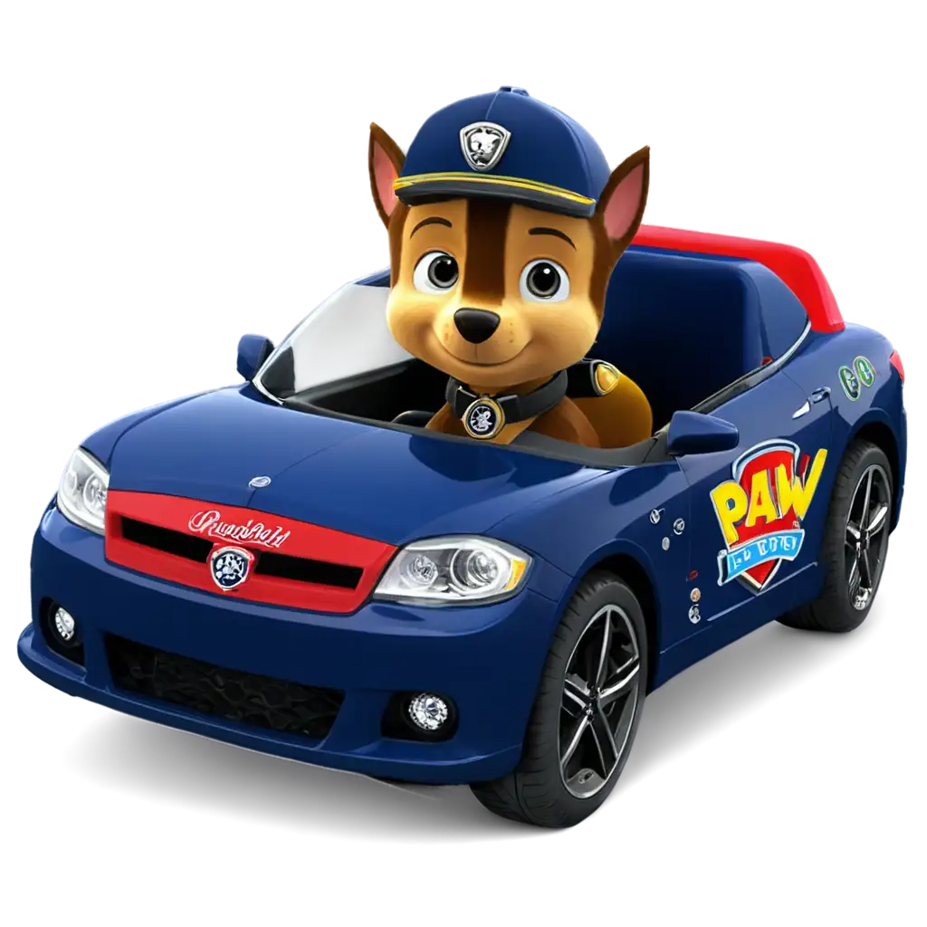Paw Patrol Marshall and Sky driving a car


