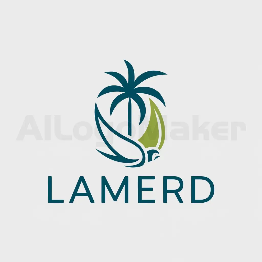 a logo design,with the text "LAMERD", main symbol:Palm and swallow,Minimalistic,clear background