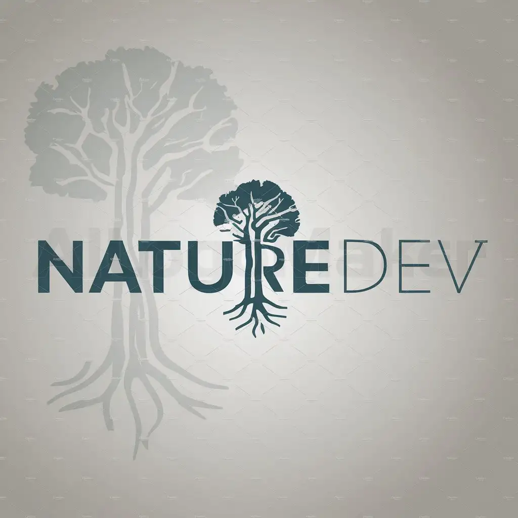 a logo design,with the text "naturedev", main symbol:tree and in,Moderate,clear background