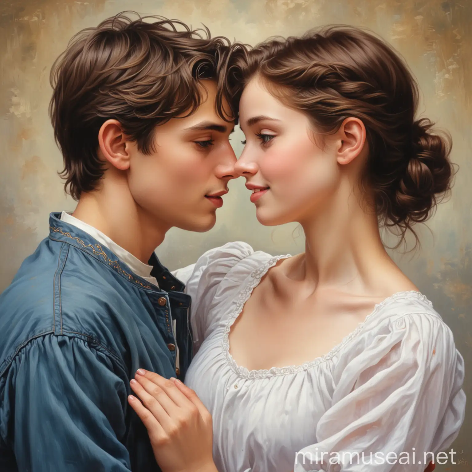 Young Couple Embracing in Sunset Glow