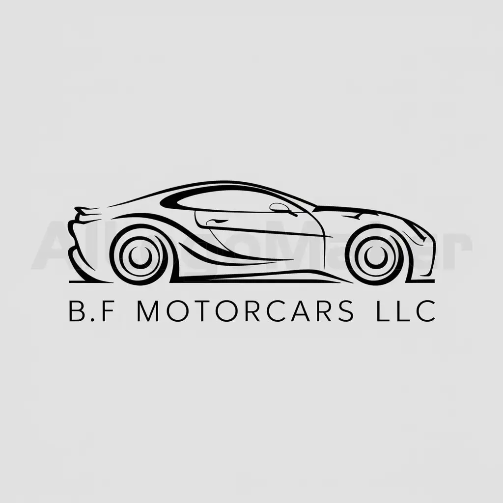 a logo design,with the text "BF Motorcars LLC", main symbol:car,complex,be used in Automotive industry,clear background