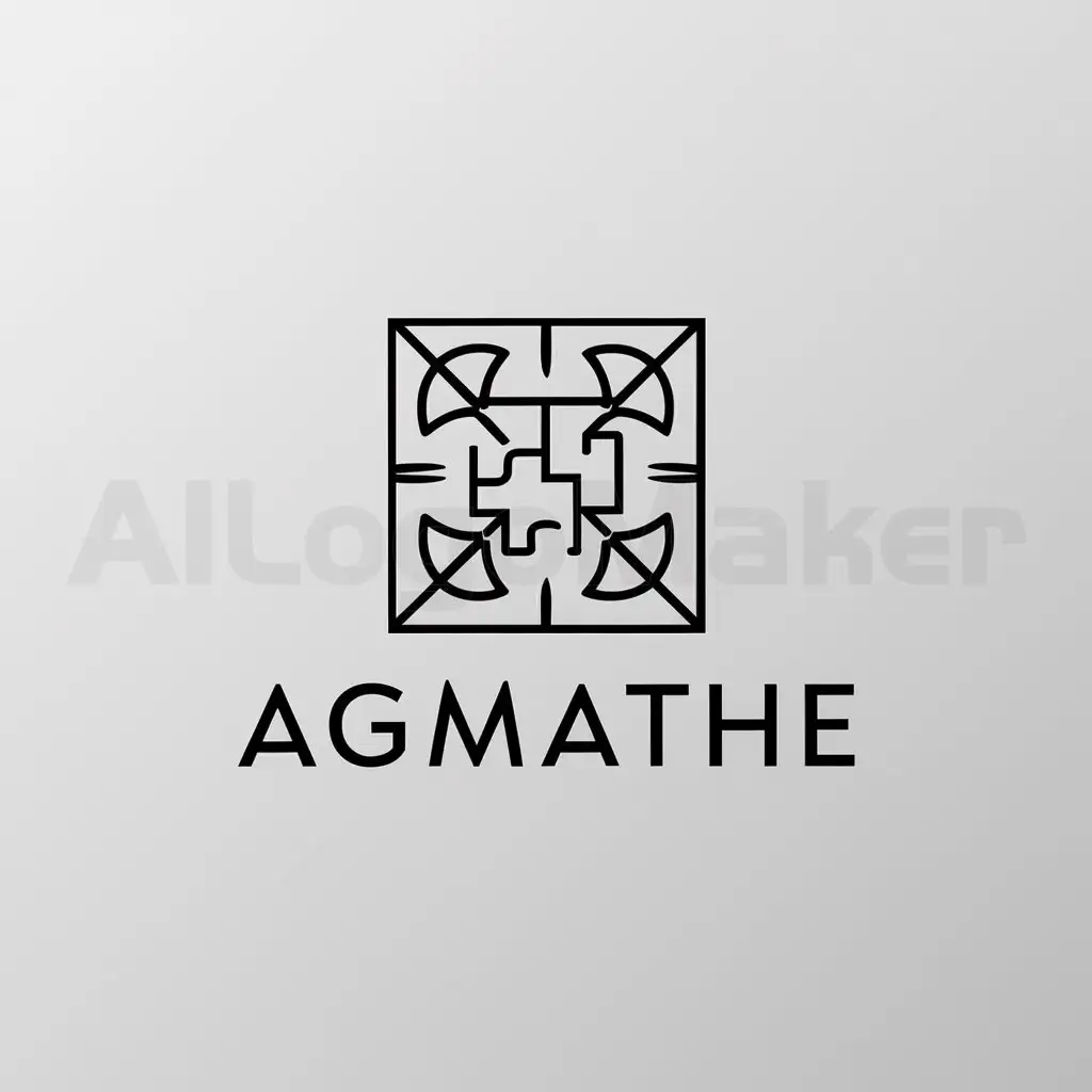 a logo design,with the text "AgMathe", main symbol:Grid lines for perspective with drone and puzzle pieces,Minimalistic,be used in Technology industry,clear background