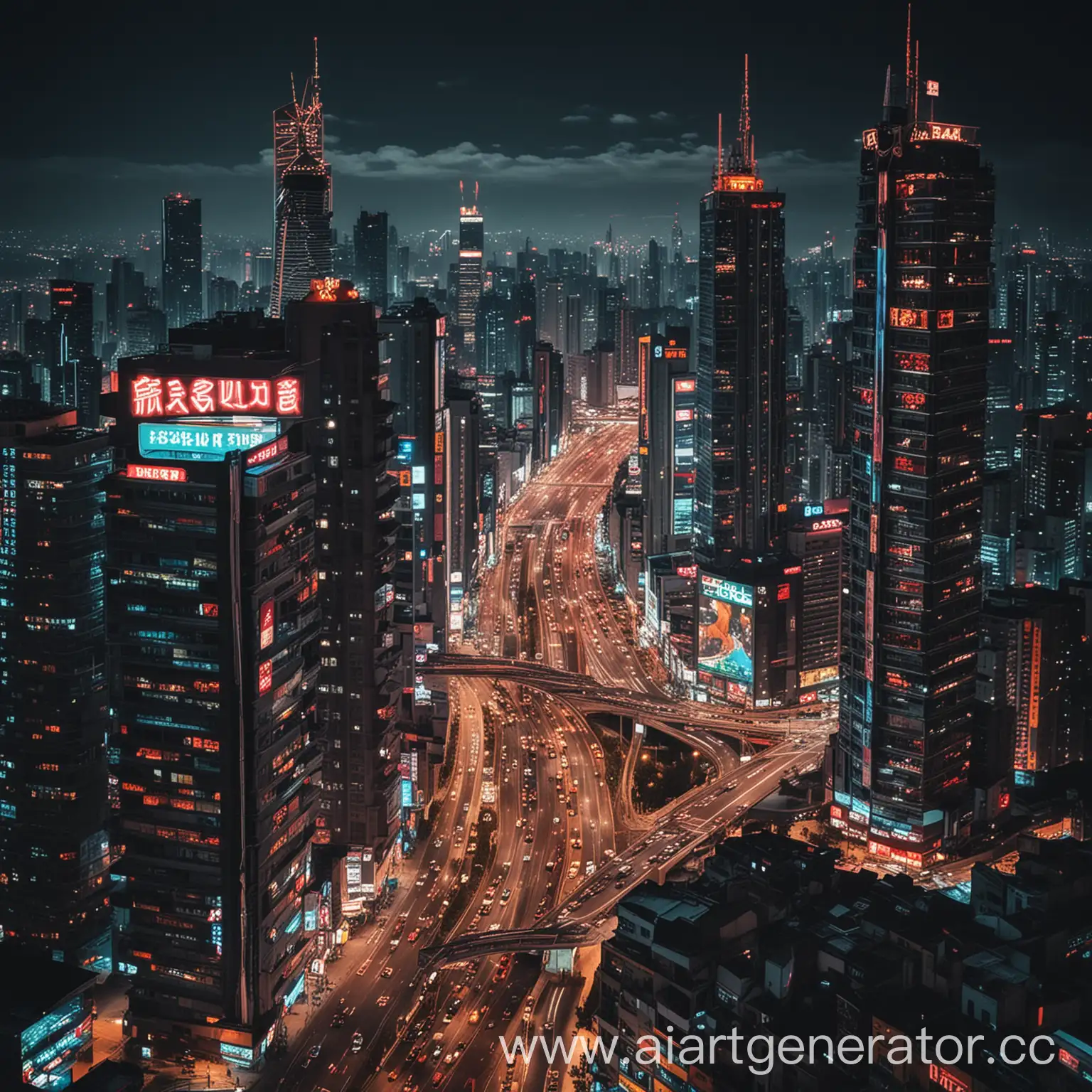 Vibrant-Urban-Nightscape-with-NeonLit-HighRise-Buildings-and-Busy-Streets