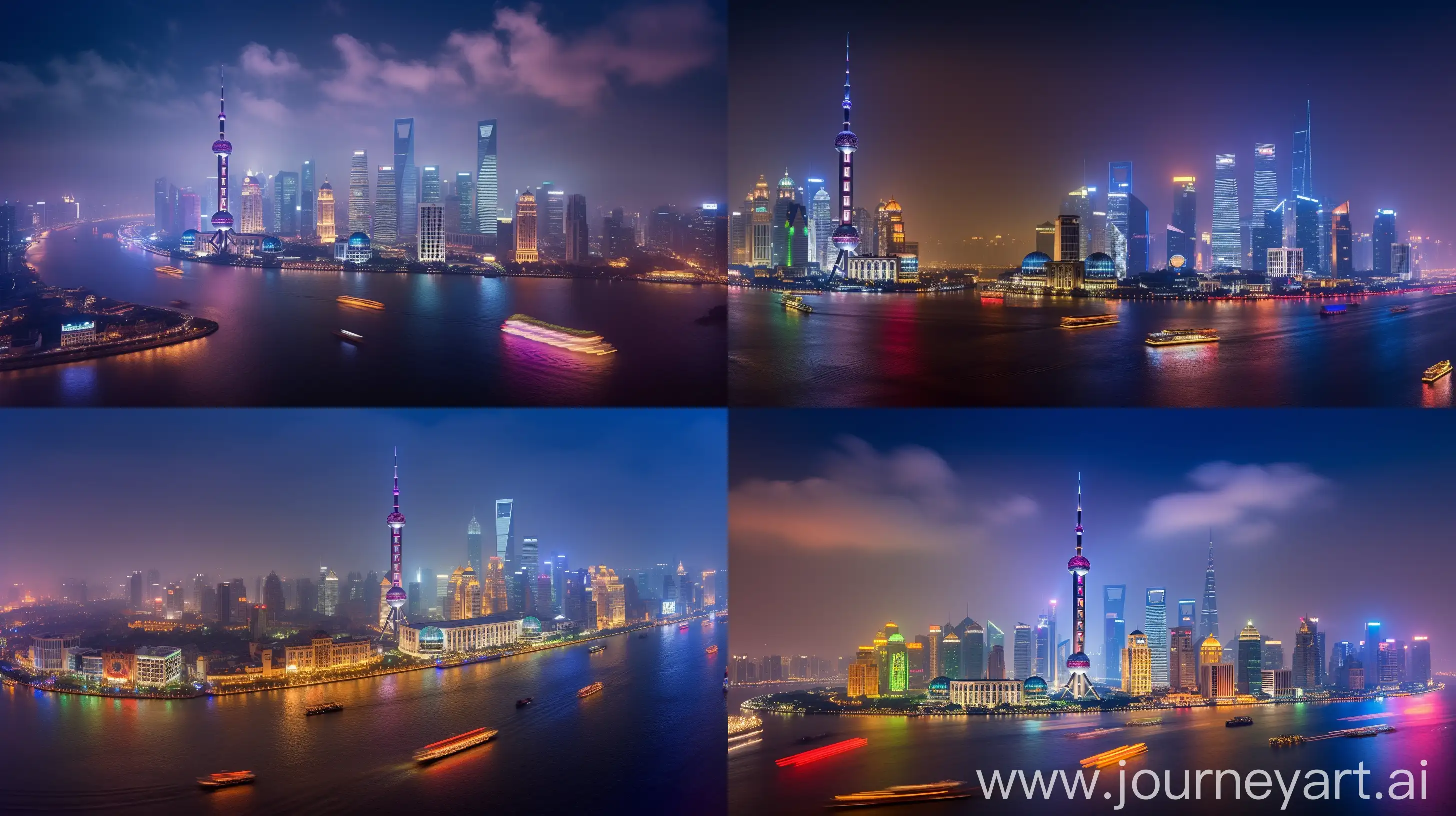 Bund-Night-Scene-Surreal-Dusk-Painting-of-Vibrant-City-Lights-and-Tranquil-River