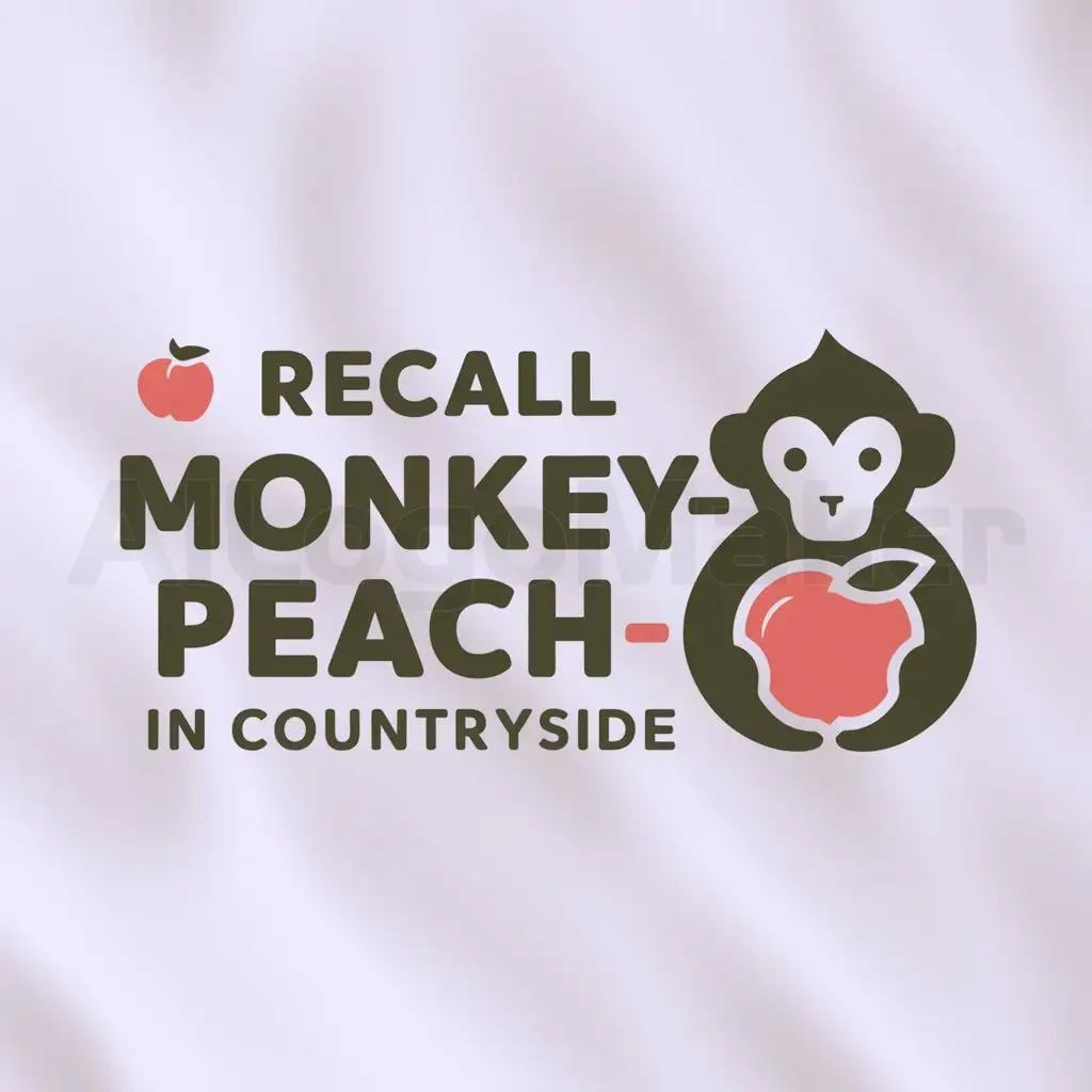 LOGO-Design-For-Recall-MonkeyPeach-in-Countryside-Playful-Monkey-Peach-Emblem-on-Clear-Background