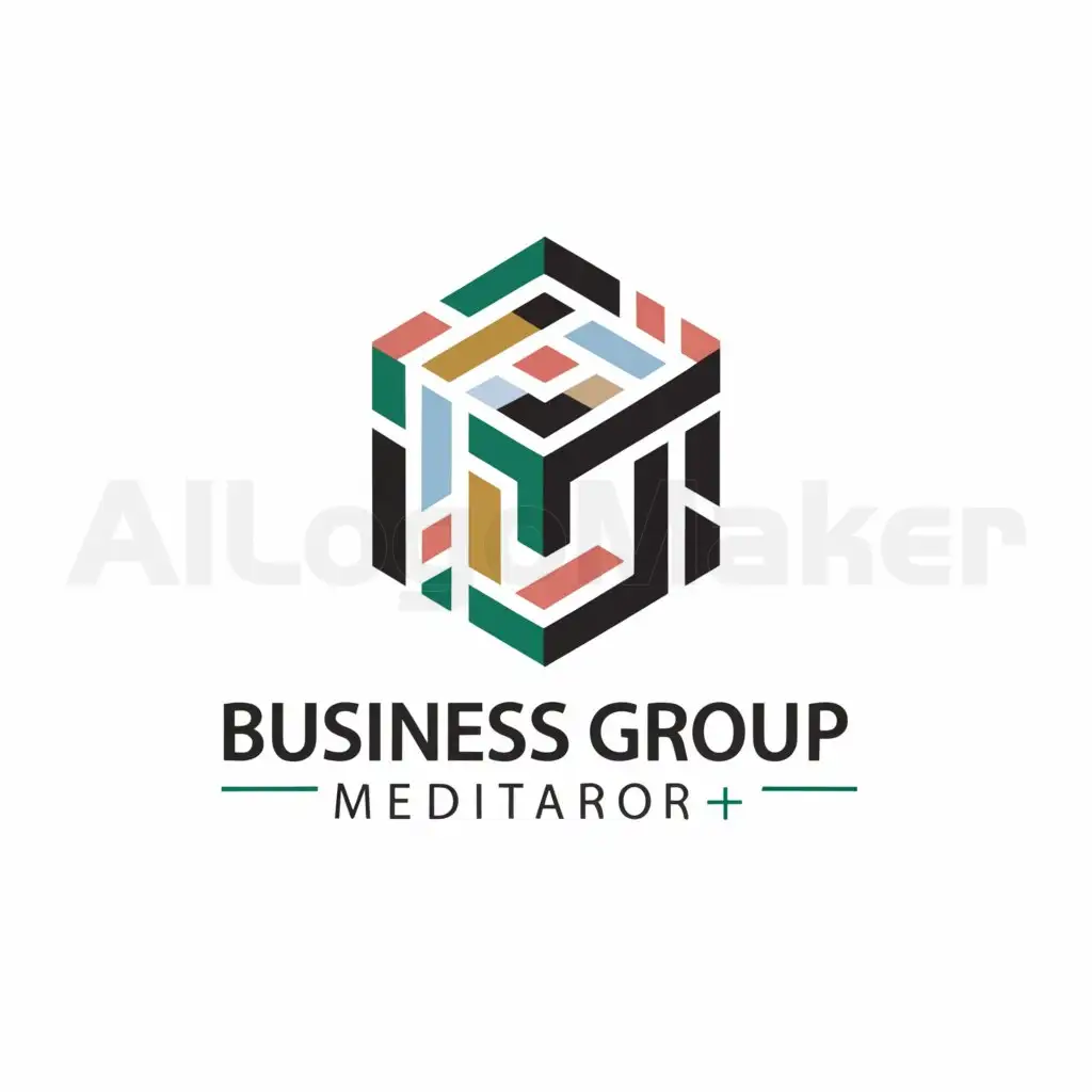 a logo design,with the text "Business group Mediator+", main symbol:cube,complex,be used in Legal industry,clear background